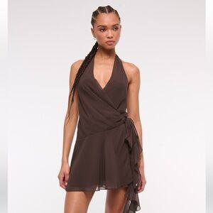 Abercrombie & Fitch Brown Halter Wrap Dress